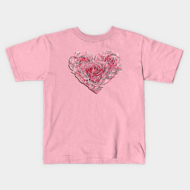 Breast Cancer Awareness Pink Roses Inspirational Kids T-Shirt by tamdevo1